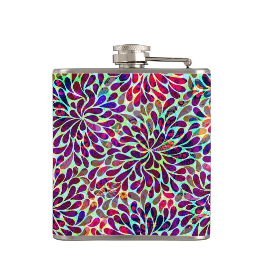 Kleurrijk Abstract Floral design Heupfles (Achterkant)