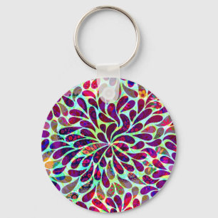 Kleurrijk Abstract Floral design Sleutelhanger