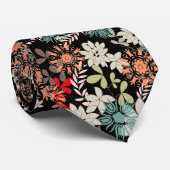 Kleurrijk Abstract Floral Patroon Stropdas (Opgerold)