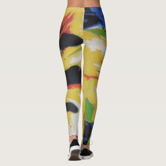 kleurrijk abstract geel en zwart evenement leggings (Achterkant)