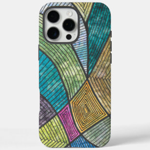 Kleurrijk Abstract Geometrisch Patroon Gebogen Lij iPhone 16 Pro Max Hoesje