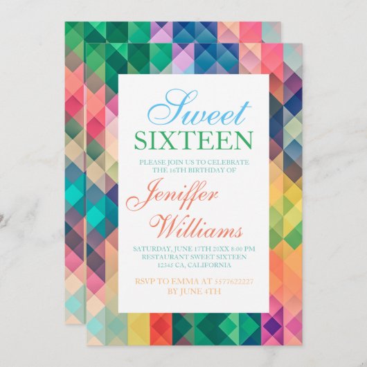 Kleurrijk abstract geometrisch patroon.            kaart (Voorkant / Achterkant)