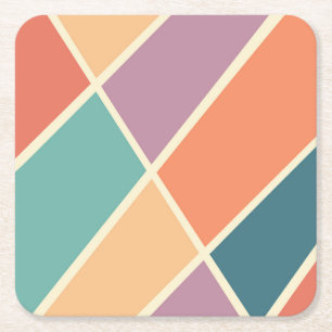 Kleurrijk abstract geometrisch vormontwerp vierkante kartonnen onderzetter