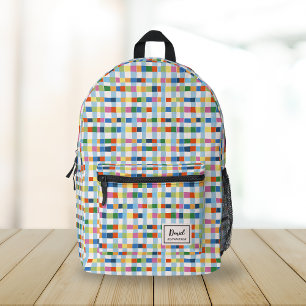 Kleurrijk Abstract geruit patroonmonogram Bedrukte Rugzak