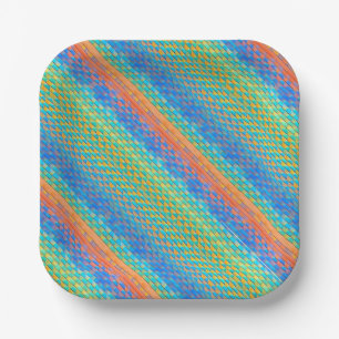 Kleurrijk Abstract geweven digitaal patroon Papieren Bordje