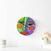 Kleurrijk Abstract gezicht schilderen Ronde Klok (Huis)