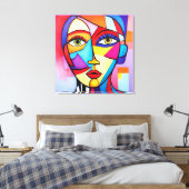 Kleurrijk Abstract gezichtskubisme Canvas Afdruk (Insitu (Slaapkamer))