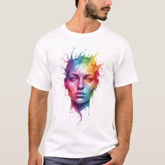 Kleurrijk Abstract Gezichtskunst ontwerp T-shirt