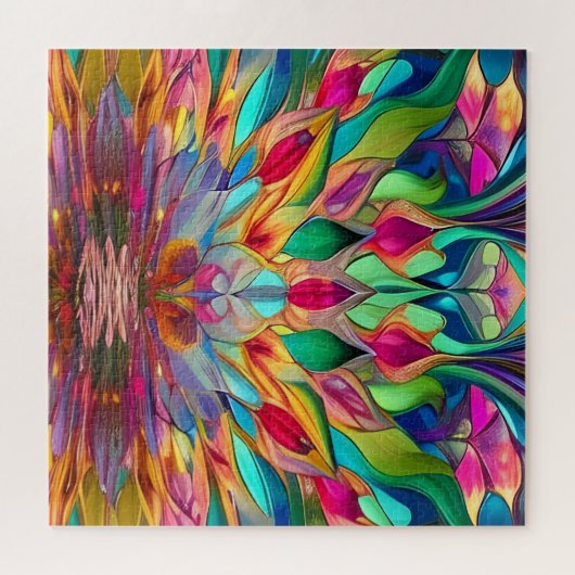 Kleurrijk Abstract Glas in lood Legpuzzel (Horizontaal)