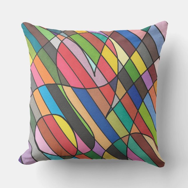 Kleurrijk Abstract Glas in lood Style Design Kussen (Voorkant)
