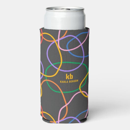 Kleurrijk Abstract golvend lijnenpatroon (Seltzer Achterkant)