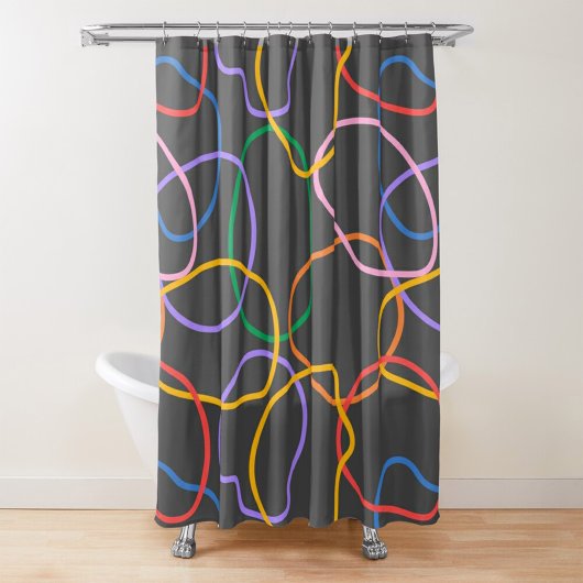 Kleurrijk Abstract golvend lijnenpatroon Douchegordijn