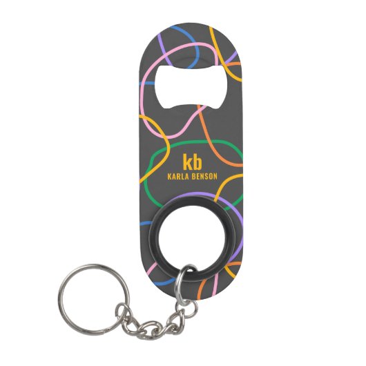 Kleurrijk Abstract golvend lijnenpatroon Mini Flessenopener (Voorkant)