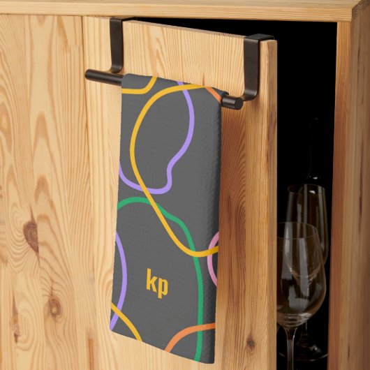 Kleurrijk Abstract golvend lijnenpatroon Theedoek (Derde Gevouwen)