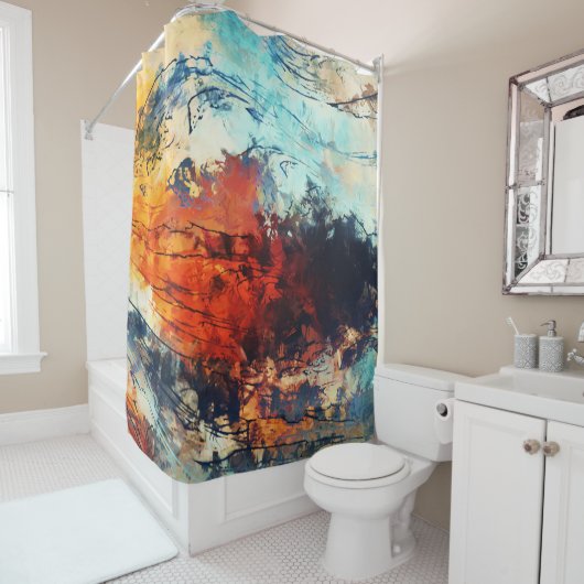 Kleurrijk Abstract hedendaags kunstwerk Douchegordijn (In situ)