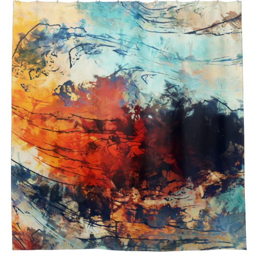 Kleurrijk Abstract hedendaags kunstwerk Douchegordijn (Voorkant)