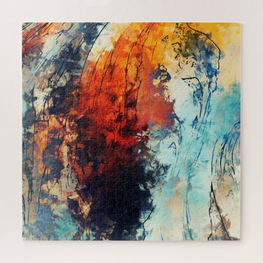 Kleurrijk Abstract hedendaags kunstwerk Legpuzzel (Horizontaal)