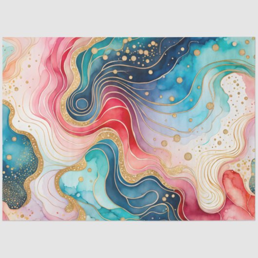 Kleurrijk Abstract Ink Art Tissue Papier (Voorkant)