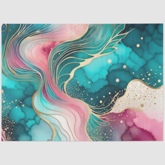 Kleurrijk Abstract Ink Art Tissue Papier (Voorkant)