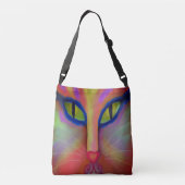 Kleurrijk Abstract Kat Face Crossbody Tas (Achterkant)
