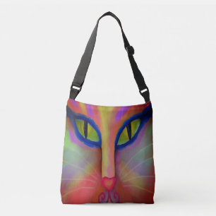Kleurrijk Abstract Kat Face Crossbody Tas