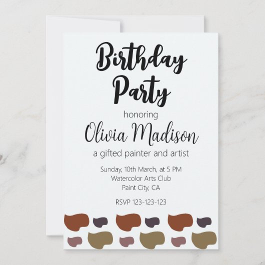 Kleurrijk Abstract Kunstenaar Verjaardagsfeest Kaart (Voorkant)