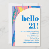 Kleurrijk Abstract Marmeren Blauw Roze Verjaardags Kaart (Voorkant)