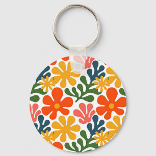 Kleurrijk Abstract Matisse Bloemstuk Retro Kunst Sleutelhanger