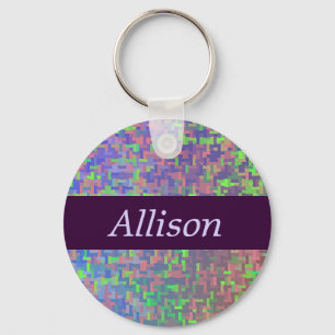 Kleurrijk Abstract met Jouw naam Sleutelhanger