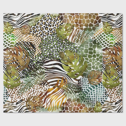 Kleurrijk abstract oerwoud cadeaupapier (Vlak)