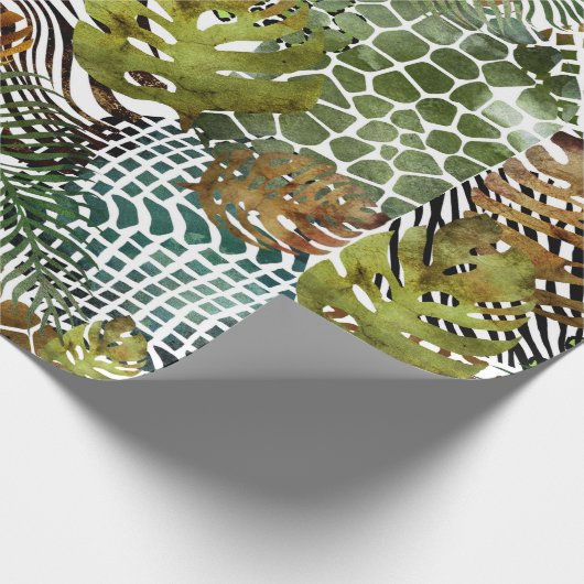 Kleurrijk abstract oerwoud cadeaupapier (Hoek)