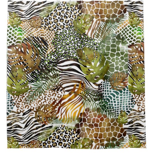 Kleurrijk abstract oerwoud douchegordijn (Voorkant)