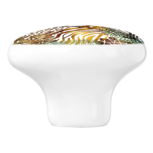 Kleurrijk abstract oerwoud keramische knop (Zijkant)