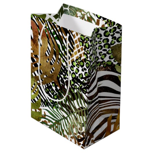 Kleurrijk abstract oerwoud medium cadeauzakje (Achterkant Gekanteld)