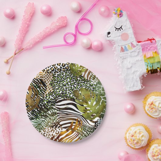 Kleurrijk abstract oerwoud papieren bordje (Feest)