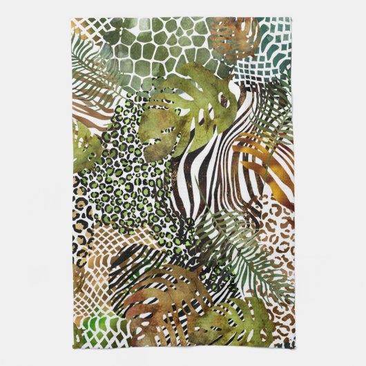 Kleurrijk abstract oerwoud theedoek (Verticaal)