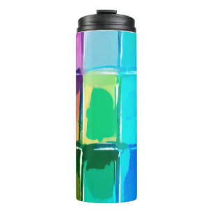 Kleurrijk Abstract Olieverf Blokpatroon Thermosbeker