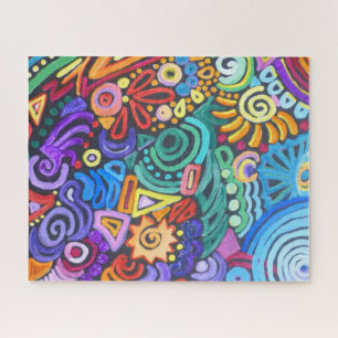 Kleurrijk Abstract op Zwart Legpuzzel