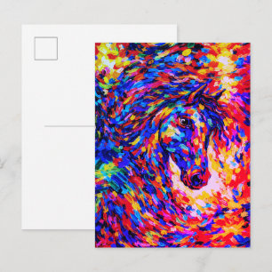 Kleurrijk Abstract Paardenportret Impasto Briefkaart
