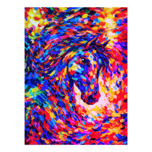 Kleurrijk Abstract Paardportret Impasto Foto Afdruk