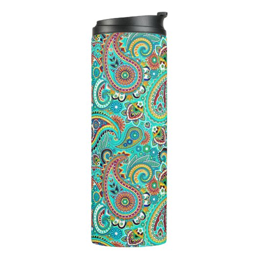 Kleurrijk Abstract Paisley Pattern Thermosbeker (Gedraaid links)