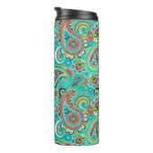 Kleurrijk Abstract Paisley Pattern Thermosbeker (Geroteerd rechts)