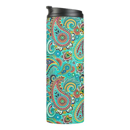 Kleurrijk Abstract Paisley Pattern Thermosbeker (Geroteerd rechts)