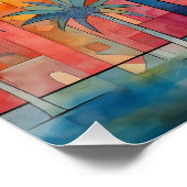 Kleurrijk Abstract palmboom Poster Perfect Poster (Hoek)