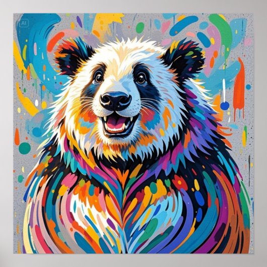 Kleurrijk abstract panda dierenartsontwerp poster (Voorkant)
