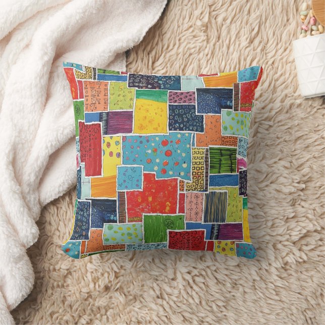 Kleurrijk Abstract Patchwork Patroon Kussen (Deken)