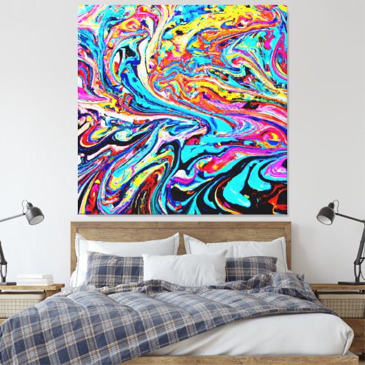 Kleurrijk Abstract patroon Canvas Afdruk (Insitu (Slaapkamer))