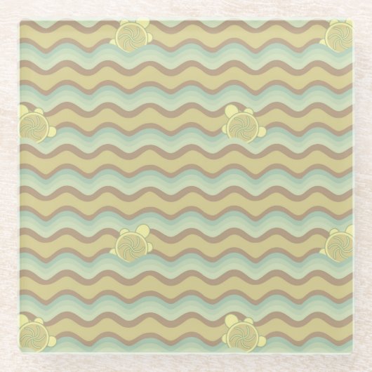 kleurrijk abstract patroon, golven glazen onderzetter (Voorkant)