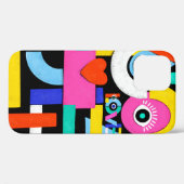 Kleurrijk abstract patroon met woordliefde binneni Case-Mate iPhone case (Achterkant (horizontaal))