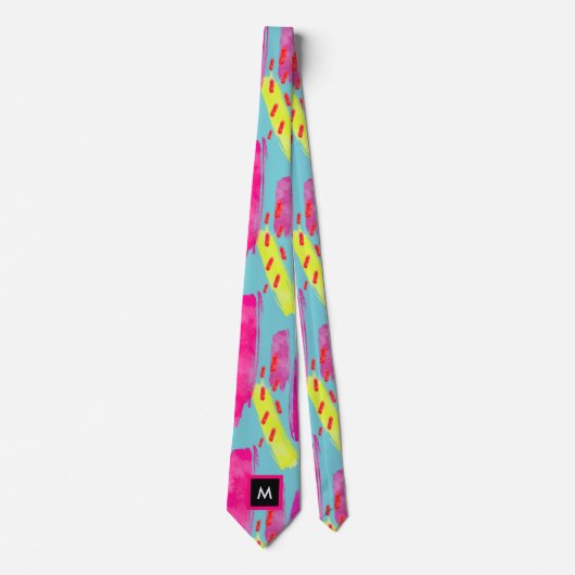 Kleurrijk Abstract patroon van 1980 met monogram Stropdas (Voorkant)